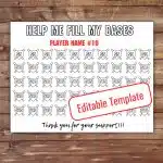 EDITABLE fill my bases Template, softball baseball, pick a date to donate, Fundraiser, pay the date, home run template, baseball template