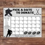 Hockey pick a date to donate, Fundraiser, pay the date calendar, instant download, Hockey calendar fundraiser