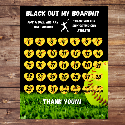 Softball Fundraiser Calender 31 day