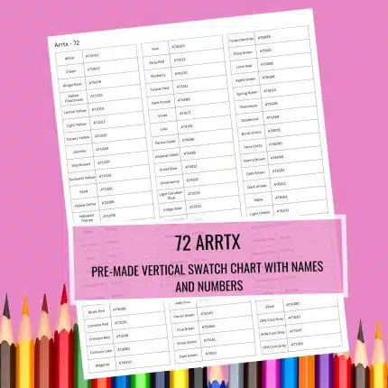 Arrtx 72 Colored Pencils Swatch Chart