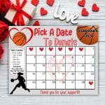 Basketball February pick a date to donate Valentines Calendar Fundraiser