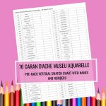 Caran D'Ache Museum Aquarelle 76 Watercolors Pencils Swatch Chart