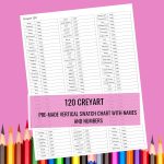 Creyart 120 Coloured pencil swatch chart
