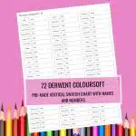 Derwent Coloursoft Colored Pencils 72 Swatch Chart