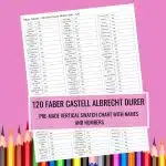 Faber Castell 120 Albrecht Dürer Watercolor Pencils Swatch Charts