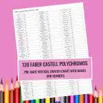 Faber-Castell 120 Polychromos Colored Pencils Swatch Chart