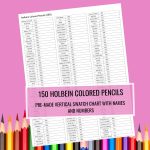 Holbein 150 Colored Pencils Swatch Chart