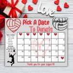 Volleyball February pick a date to donate Valentines Calendar Fundraiser