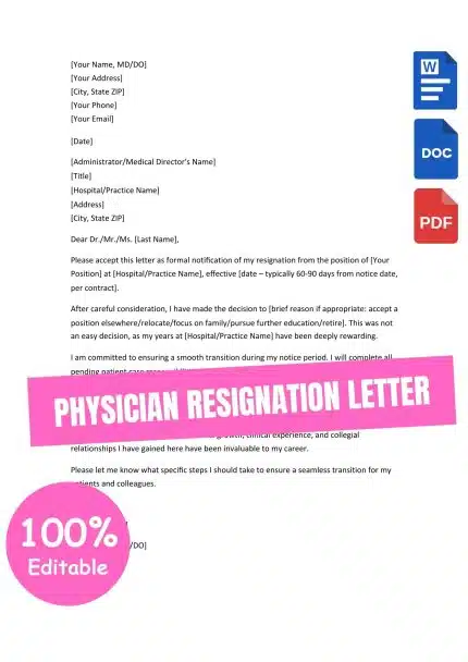 PHYSICIAN RESIGNATION LETTER