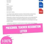 PRESCHOOL TEACHER RESIGNATION LETTER
