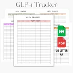 GLP1 Injection Tracker, GLP1 Weight Loss Tracker, GLP1 Shot Tracker,Tirzepatide Weekly Journal, Semaglutide Injection Planner, GLP1 Chart, Pounds Lost, Compound GLP Weight Log, Goals