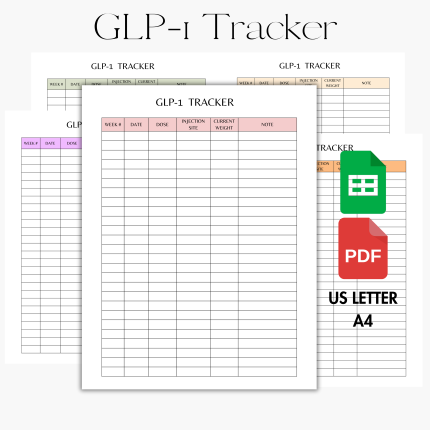 GLP1 Injection Tracker, GLP1 Weight Loss Tracker, GLP1 Shot Tracker,Tirzepatide Weekly Journal, Semaglutide Injection Planner, GLP1 Chart, Pounds Lost, Compound GLP Weight Log, Goals