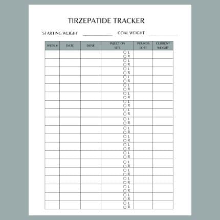 Tirzepatide Weekly Weight Tracker