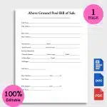 Above Ground Pool Bill of Sale