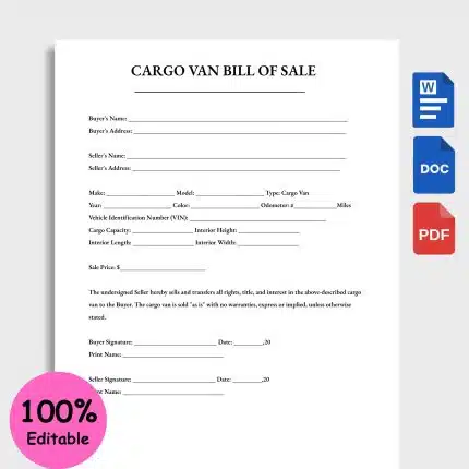 Cargo Van Bill of Sale