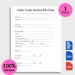 Cotton Candy Machine Bill of Sale