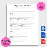 Digital Piano Bill of Sale