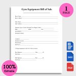 Gym Equipment Bill of Sale