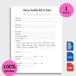 Horse Saddle Bill of Sale