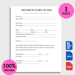 MOTORCYCLE Bill of Sale