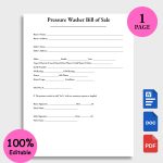 Pressure Washer Bill of Sale