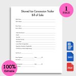 Shaved Ice Concession Trailer Bill of Sale