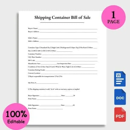 Shipping Container Bill of Sale