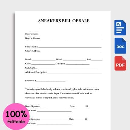 Sneakers Bill of Sale