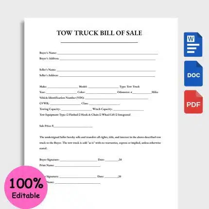 Tow Truck Bill of Sale