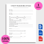 UTILITY TRAILER BILL OF SALE