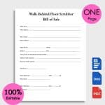 Walk-Behind Floor Scrubber Bill of Sale