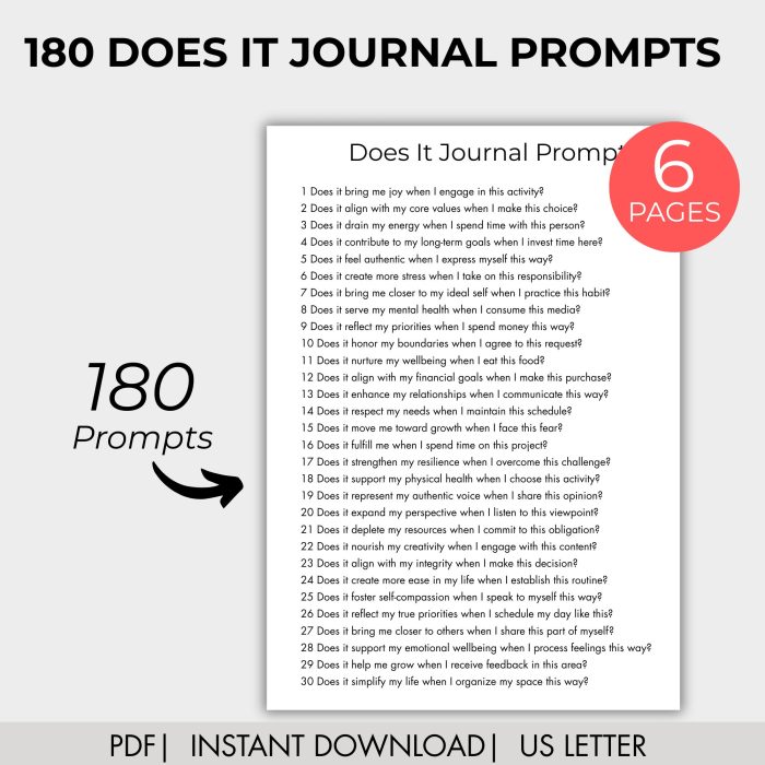 180 Does It Journal Prompts
