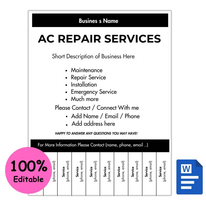 AC Repair Services Tear-off Flyer