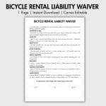 Bicycle Rental Liability Waiver