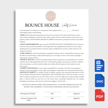 Bounce House Liability Waiver