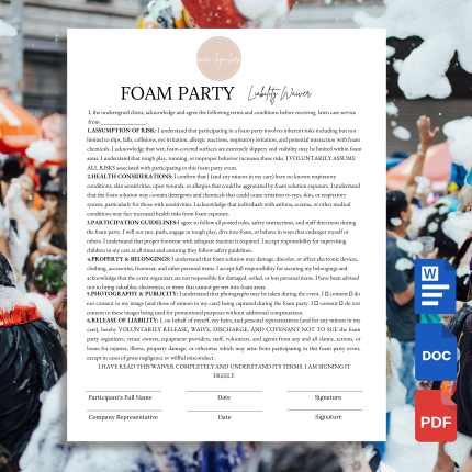 Foam Party Liability Waiver