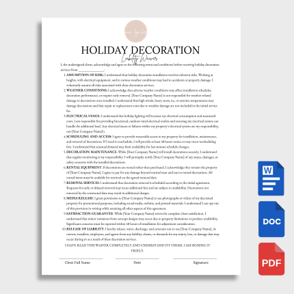 Holiday Decoration Liability Waiver