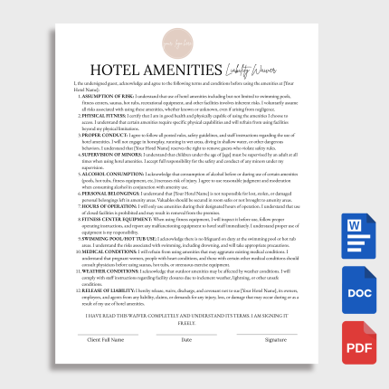 Hotel Amenities Liability Waiver