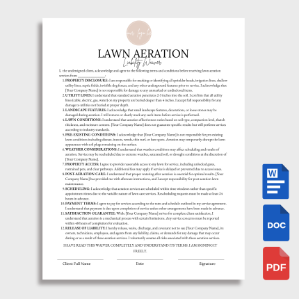 Lawn Aeration Liability Waiver