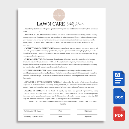 Lawn Care Liability Waiver