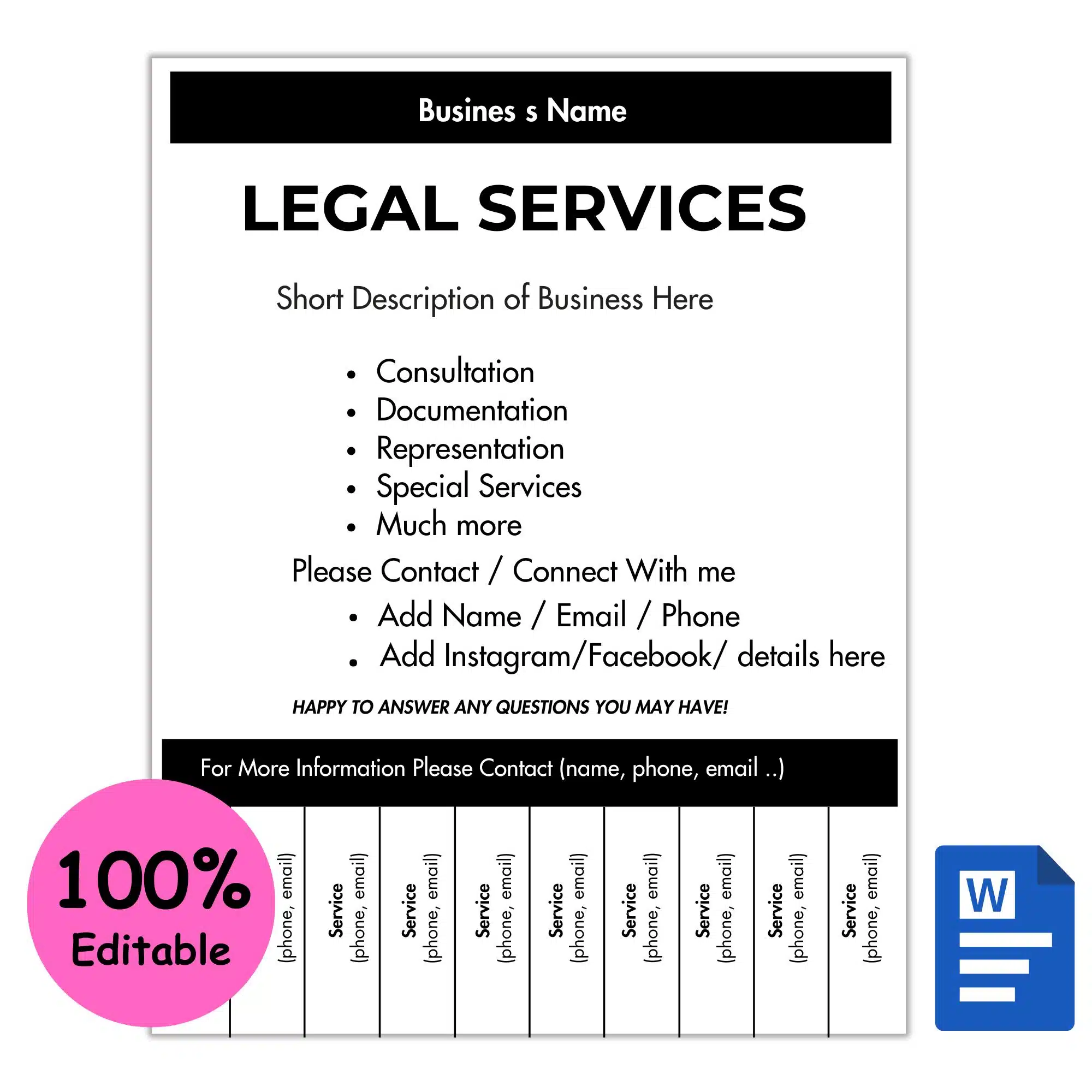 Legal Services Tear-off Flyer