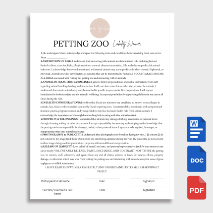 Petting Zoo Liability Waiver