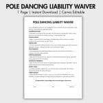 Pole Dancing Liability Waiver