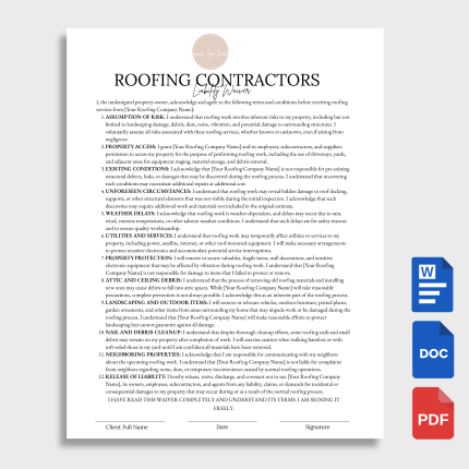 Roofing Contractors Liability Waiver