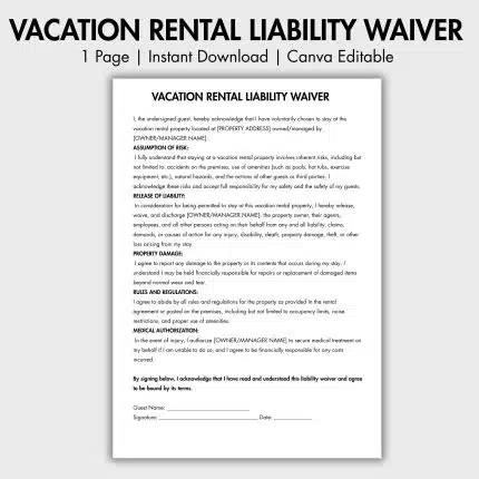 VACATION RENTAL LIABILITY WAIVER