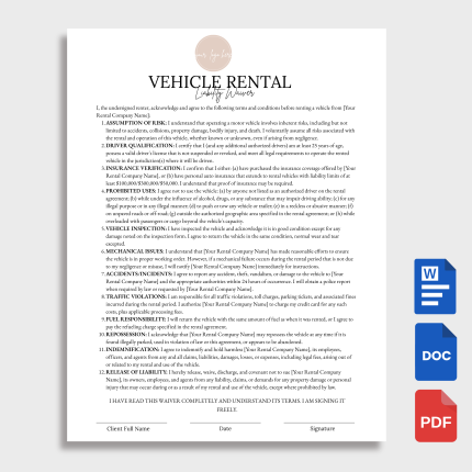 Vehicle Rental Liability Waiver