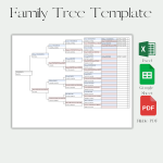 6 Generation Family Tree Template Excel Google Sheet Fillable Pdf