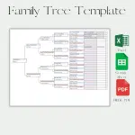 6 Generation Family Tree Template Excel Google Sheet Fillable Pdf