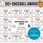 End of Season Baseball Award Certificates