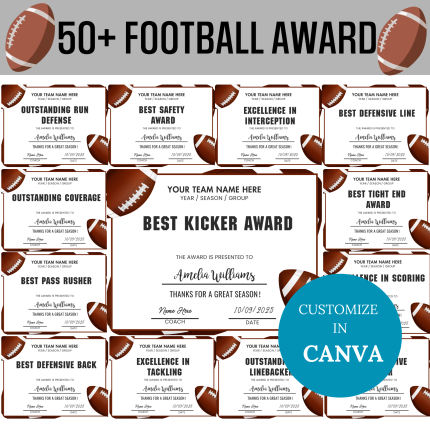 End of Season Football Award Certificates